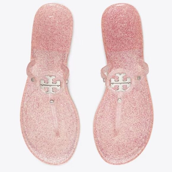 NIB Tory Burch Jelly Mini Miller Sandal Pink Love Silver HW US 7 AUTHENTIC - Picture 4 of 16